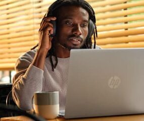 Student using HP laptop