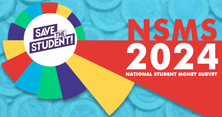 National Student Money Survey 2024 with infographic and pound coins in the background