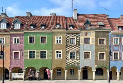 Colourful buildings in Poznan Old Town, Poland