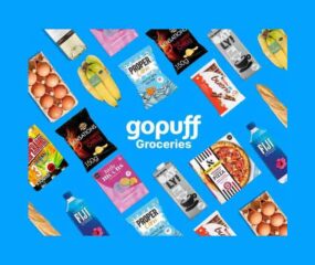 gopuff food uk blue background