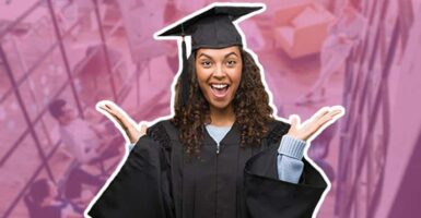 graduate against office background