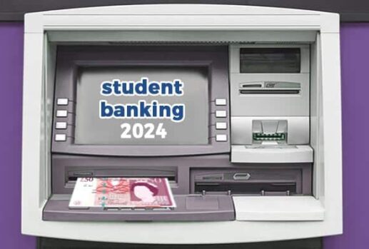 ATM with 'student banking 2024' text