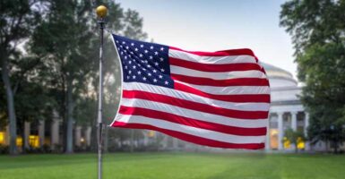 USA flag in front of MIT