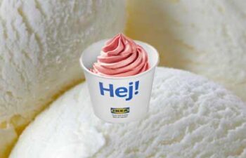 ikea vegan strawberry soft ice cream in cup